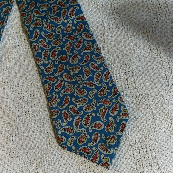 Ermenegildo Zegna Men’s Dress Tie Sz 57” 3.5” Blue Paisley Silk Business Formal
